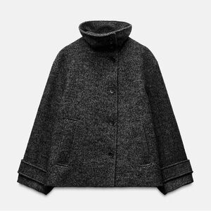 Zara Wool Blend Herringbone Coat